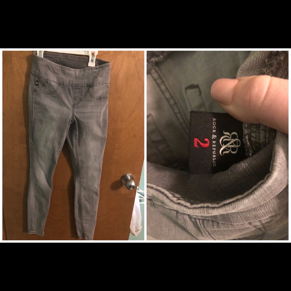 Rock and republic size 2 pull on grey jeans